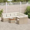 vidaXL Gartensofa-set mit Kissen 9 pcs Beige Poly-Rattan