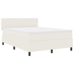 vidaXL LED Boxspringbett Creme und Wei&szlig; 160 x 200 cm Cordstoff