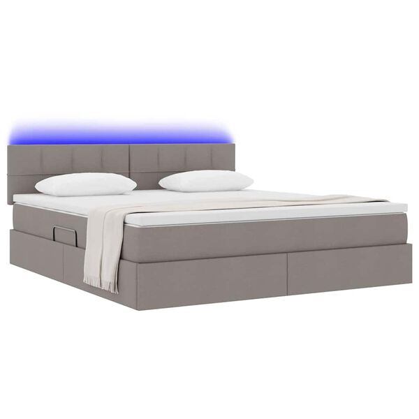 vidaXL Bett mit Stauraum und LED mit Matratze Taupe 160 x 200 cm Stoff
