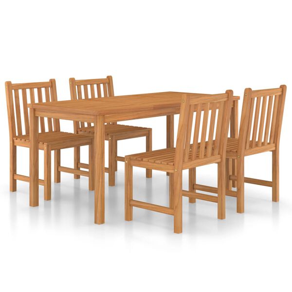 vidaXL 5-teiliges Garten-Ess-Set 160 x 80 cm Massivholz Teak