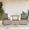 vidaXL 3-tlg. Garten-Essgruppe mit Kissen Beige Poly Rattan