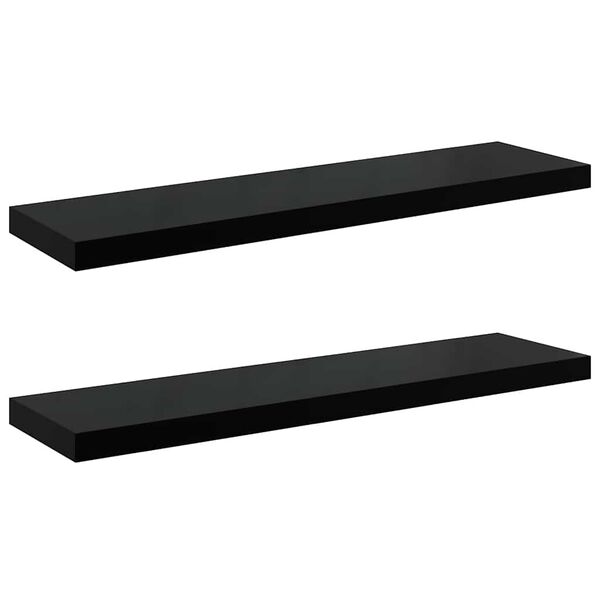 vidaXL Schweberegale 2 Stk. Hochglanz-Schwarz 90x23,5x3,8 cm MDF