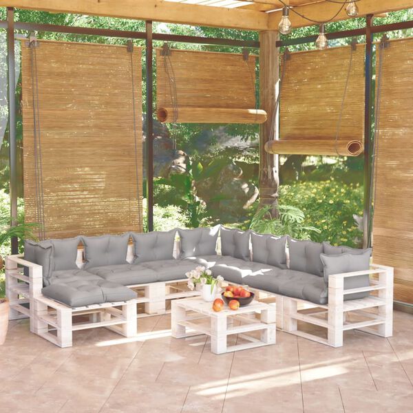 vidaXL 9-tlg. Garten-Lounge-Set aus Paletten mit Kissen Kiefernholz