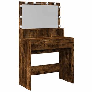vidaXL Schminktisch mit LED-Beleuchtung R&auml;uchereiche 80x41x134,5 cm