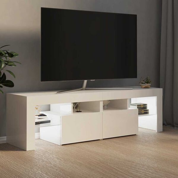 vidaXL TV-Schrank mit LED-Beleuchtung Hochglanz-Wei&szlig; 140x36,5x40 cm