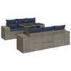vidaXL 7-tlg. Garten-Sofagarnitur mit Kissen Grau Poly Rattan Akazie