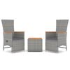 vidaXL 3-tlg. Garten-Lounge-Set Grau Poly Rattan & Massivholz Akazie