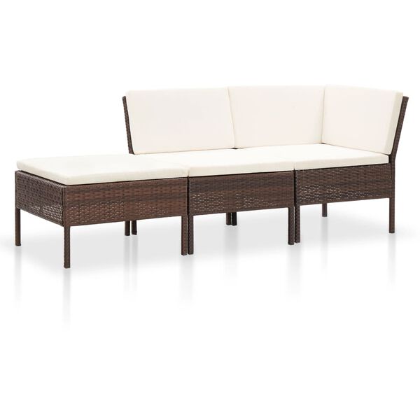 vidaXL 8-tlg. Garten-Lounge-Set mit Auflagen Poly Rattan Braun