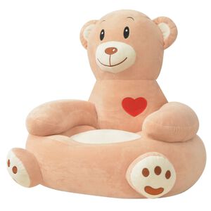 vidaXL Pl&uuml;sch-Kindersessel B&auml;r Braun
