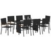 vidaXL Garten Essgruppe 9 pcs Schwarz Poly-Rattan