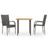 vidaXL 3-tlg. Garten-Essgruppe Poly Rattan Braun