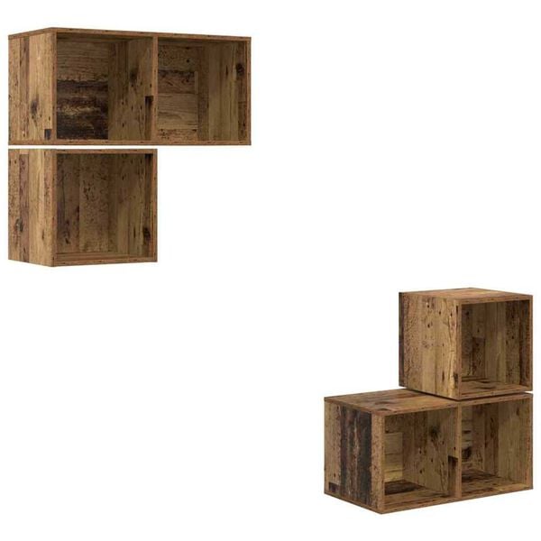 vidaXL TV-Schrankset Wandmontiert 4 pcs Altholz Holzwerkstoff