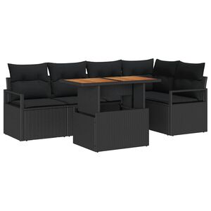 vidaXL Garten-Sofa-Set mit Speicher 6 pcs Schwarz Poly Rattan