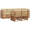vidaXL Ecksofa Set mit Kissen 7 pcs Natur und Beige Massivholz Akazie