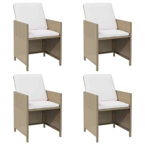 vidaXL Gartenst&uuml;hle mit Kissen 4 Stk. Poly Rattan Beige