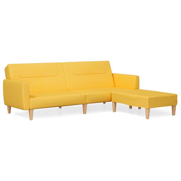 vidaXL Schlafsofa 2-Sitzer mit Fu&szlig;hocker Gelb Stoff