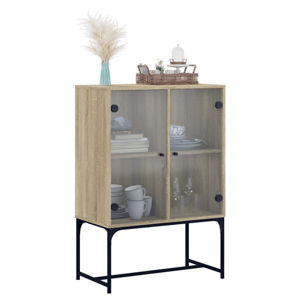 vidaXL Beistellschrank mit Glastüren Sonoma-Eiche 69x37x100 cm