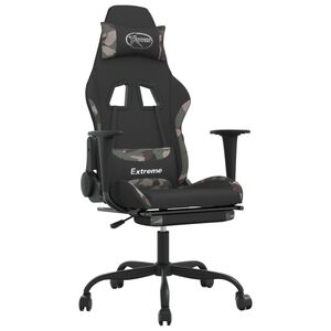 vidaXL Gaming-Stuhl mit Fu&szlig;st&uuml;tze Schwarz und Tarnfarben Stoff