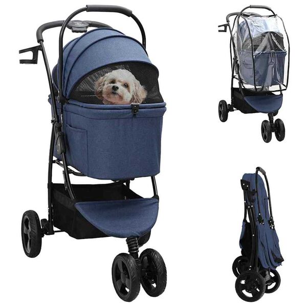 vidaXL Faltbarer Haustierwagen Blau 78 x 54 x 101 cm 600D Oxford Stoff