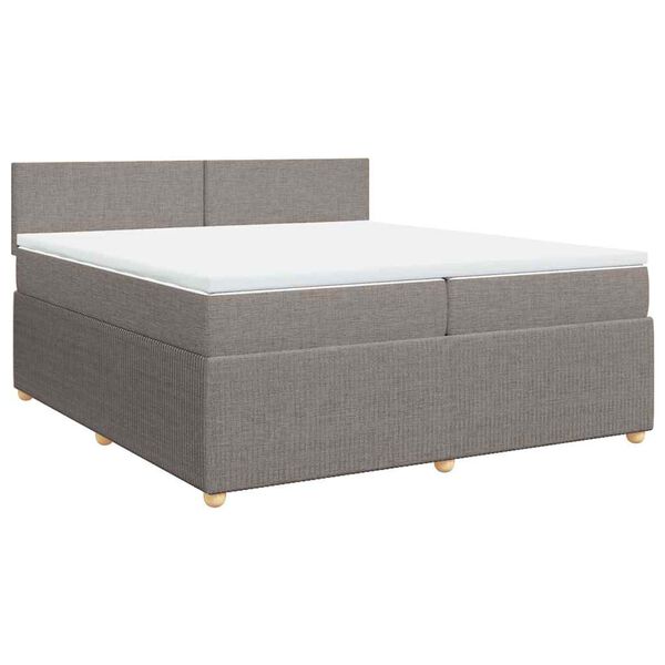 vidaXL Boxspringbett mit Matratze Taupe 200x200 cm Stoff