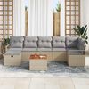 vidaXL Gartensofa-set mit Kissen mit Speicher 8 pcs Beige Poly Rattan