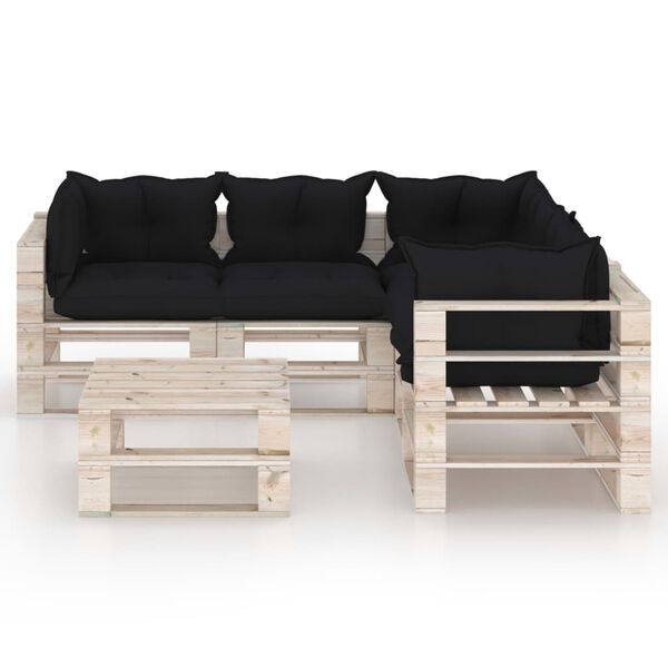 vidaXL 6-tlg. Garten-Lounge-Set aus Paletten mit Kissen Kiefernholz