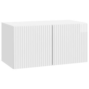vidaXL Wandmontierter TV-Schrank 59,5 x 31 x 30 cm Hochglanz Wei&szlig;