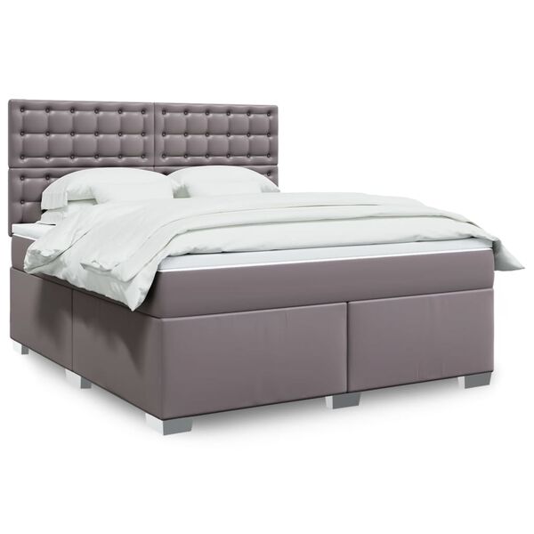 vidaXL Boxspringbett mit Matratze Grau 180x200 cm Kunstleder