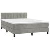 vidaXL Boxspringbett mit Matratze & LED Hellgrau 140x190 cm Samt