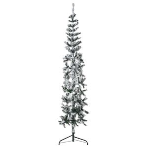 vidaXL K&uuml;nstlicher Halb-Weihnachtsbaum mit Schnee Schlank 210 cm