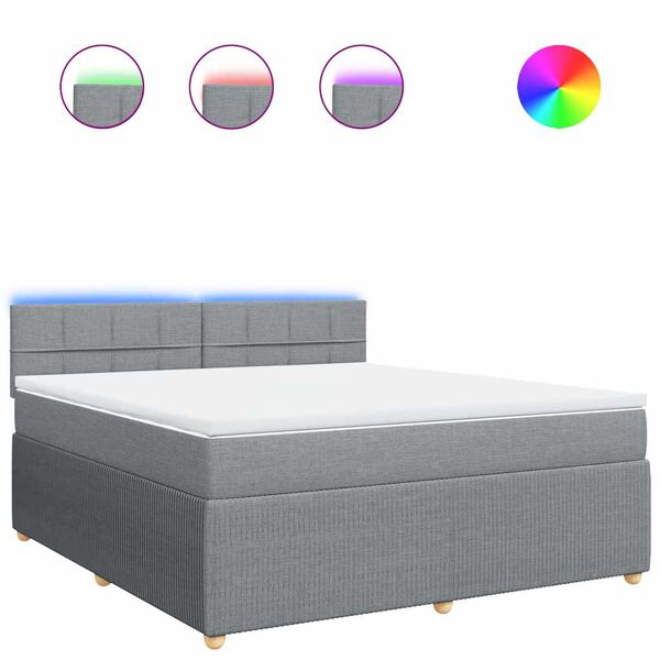 vidaXL Boxspringbett mit Matratze Hellgrau 180x200 cm Stoff