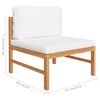 vidaXL 2-tlg. Garten-Lounge-Set mit Creme Kissen Teakholz
