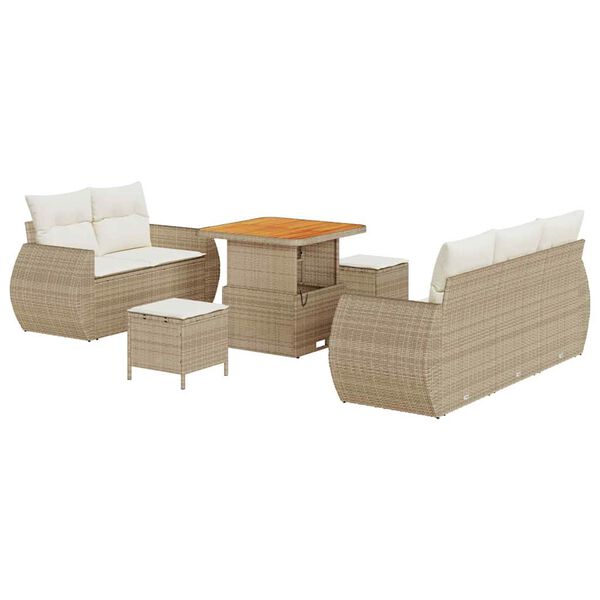 vidaXL Gartensofa-set mit Kissen 8 pcs Beige und Creme Poly-Rattan