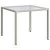 vidaXL Gartentisch 90x90x75 cm Geh&auml;rtetes Glas Poly Rattan Wei&szlig;