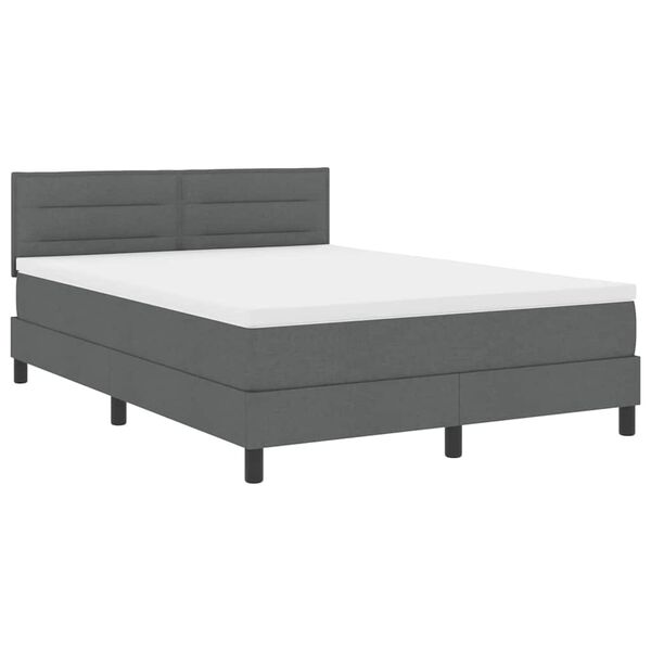 vidaXL Boxspringbett mit Matratze Dunkelgrau 140 x 190 cm Stoff