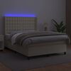 vidaXL Boxspringbett mit Matratze & LED Creme 140x200 cm Kunstleder