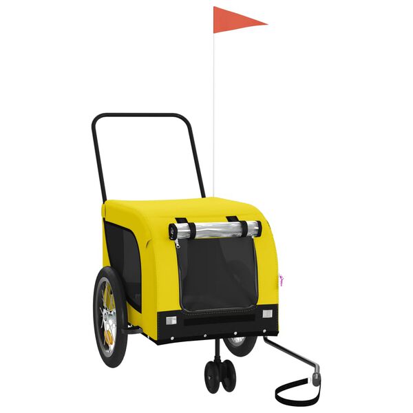 vidaXL Fahrradanhänger Hunde Gelb und Schwarz Oxford-Gewebe & Eisen