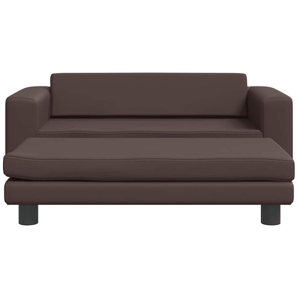 vidaXL Kindersofa mit Hocker Braun 100x50x30 cm Kunstleder