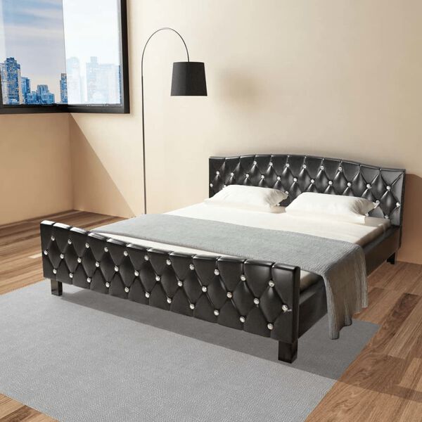 vidaXL Bett mit Memory-Schaum-Matratze Schwarz Kunstleder 180&times;200 cm