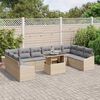 vidaXL Sofa Set mit Kissen 11 pcs Beige und Hellgrau Poly-Rattan