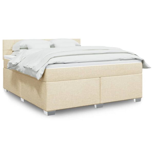 vidaXL Boxspringbett mit Matratze Creme 180x200 cm Stoff