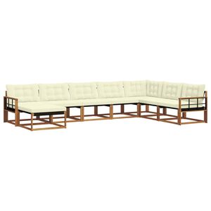 vidaXL Outdoor-Sofagarnitur 8 pcs Natur und Creme Massivholz Akazie