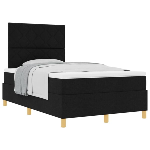 vidaXL Boxspringbett mit Matratze Schwarz 120 x 190 cm Stoff