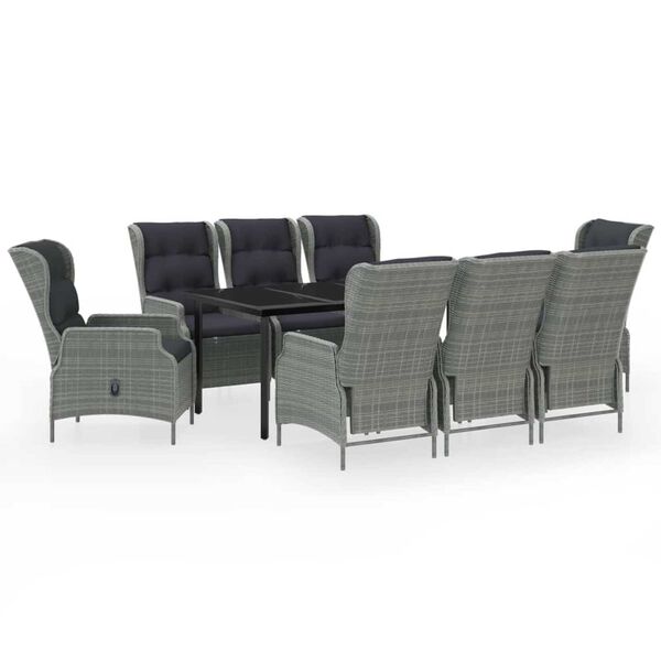 vidaXL 9-tlg. Garten-Essgruppe Hellgrau