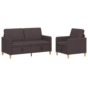 vidaXL Sofa Set mit Stauraum 2 stk. Dunkelbraun Polyester