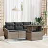 vidaXL Garten-Sofa-Set mit Speicher 5 pcs Grau Poly Rattan