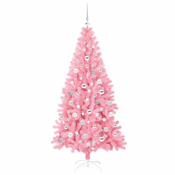 vidaXL Weihnachtsbaum mit 300 LEDs mit Ständer Rosa 180 cm PVC