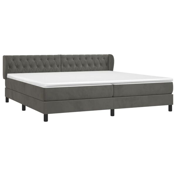 vidaXL Boxspringbett mit Matratze Dunkelgrau 200x200 cm Samt