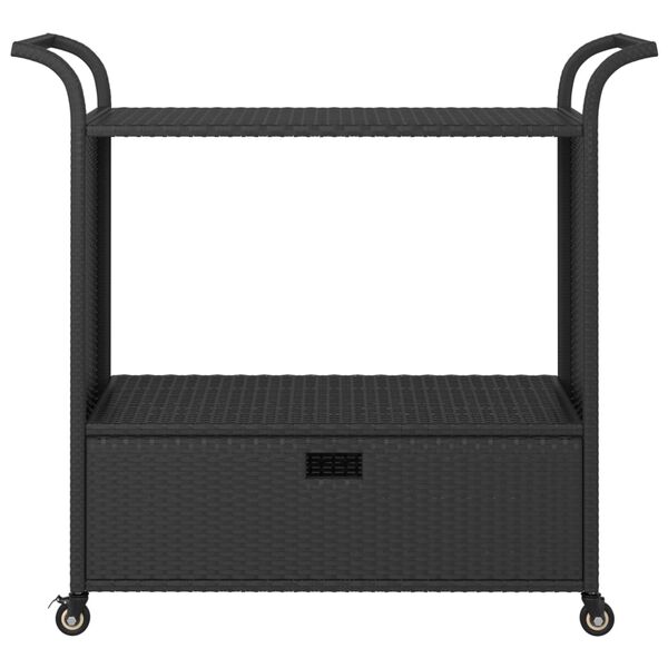 vidaXL Barwagen mit Schublade Schwarz 100x45x97 cm Poly Rattan
