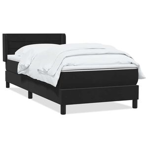 vidaXL Boxspringbett mit Matratze Schwarz 90x210 cm Samt